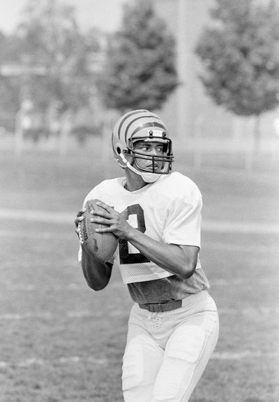 Former Washington State quarterback Jack Thompson played 32 games in his Cincinnati Bengals career, throwing for 2,072 yards and 14 touchdowns.  (Associated Press)