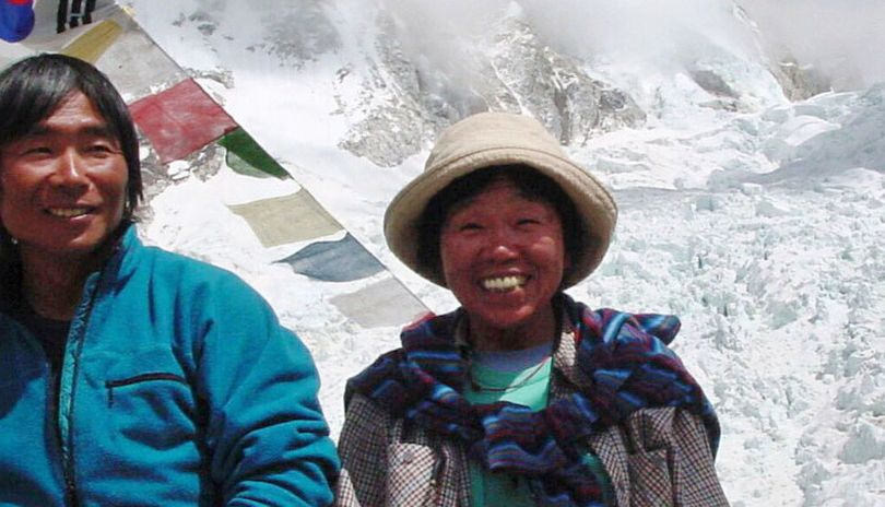 Tamae Watanabe (right) of Japan in 2002 at a base camp on the foot of Mount Everest in Nepal. She became the oldest woman to summit during that climb. She did it again Saturday morning at age 73. (Associated Press)