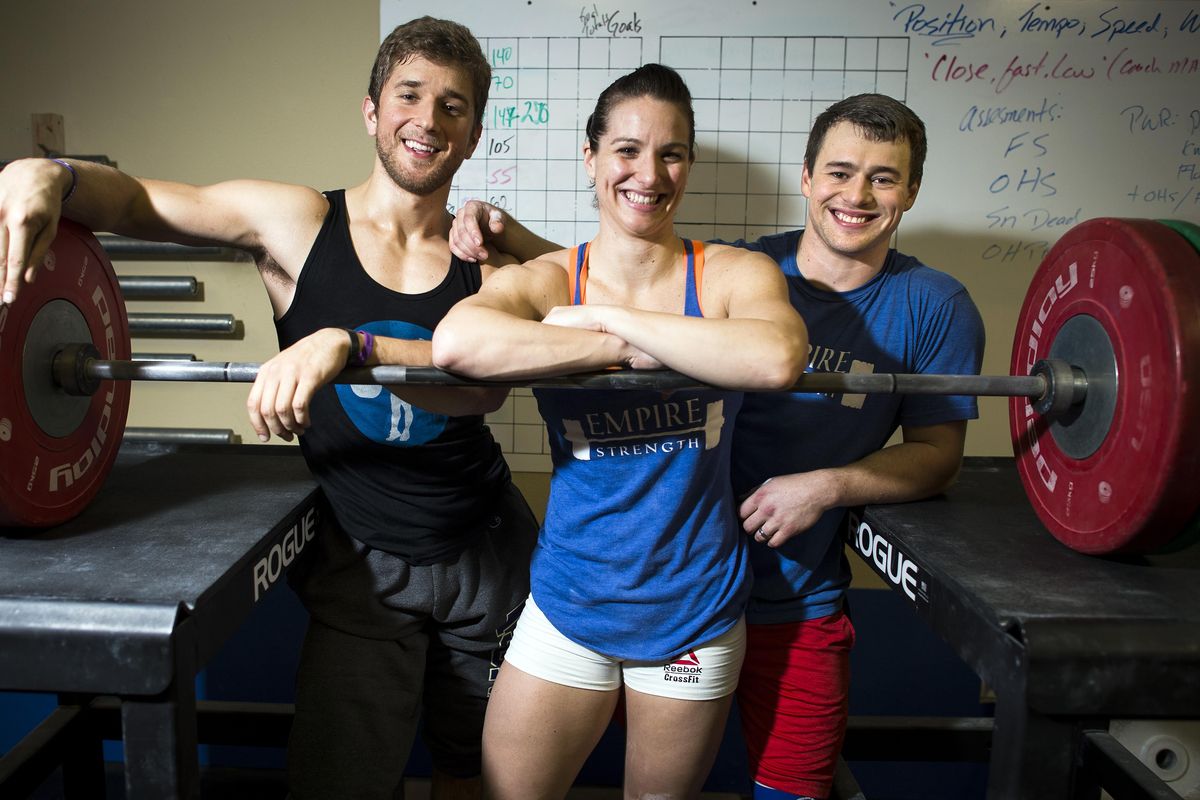 Local weightlifters, left to right, Mark Kowlaczyk, Katie Zeigler and Paul Mann are competing in the American Open,  Thursday through Sunday in Reno, Nevada.  All three train  at Empire Strength under the guidance of David DeLong. (Colin Mulvany / The Spokesman-Review)