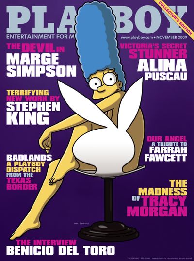 The cover of  November’s newsstand  copies of Playboy magazine features Marge Simpson.  (Associated Press / The Spokesman-Review)