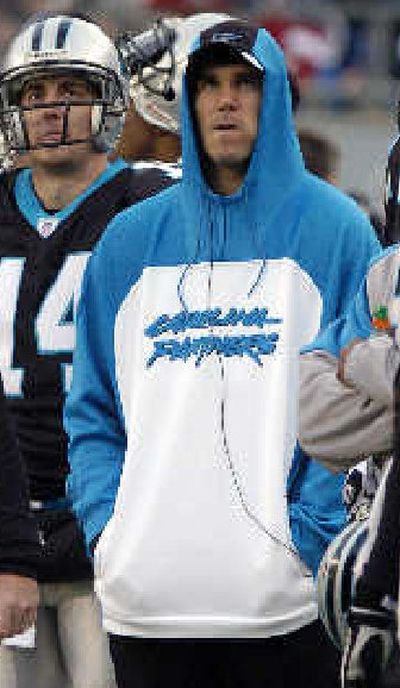 
Carolina quarterback Jake Delhomme watched the Panthers lose to the Giants. 
 (Associated Press / The Spokesman-Review)