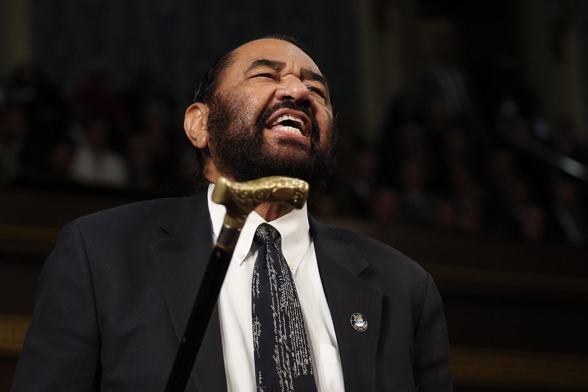 Rep. Al Green, D-Texas, shouts out as President Donald Trump addresses a joint session of Congress at the U.S. Capitol on Tuesday, March 4, 2025, in Washington, D.C. (Win McNamee/Getty Images North America/TNS)