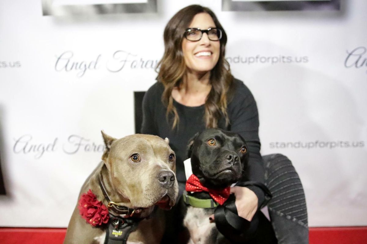 Comedian, writer and actress Rebecca Corry with her two “pibbles,” Sally and Todd. (Courtesy photo)