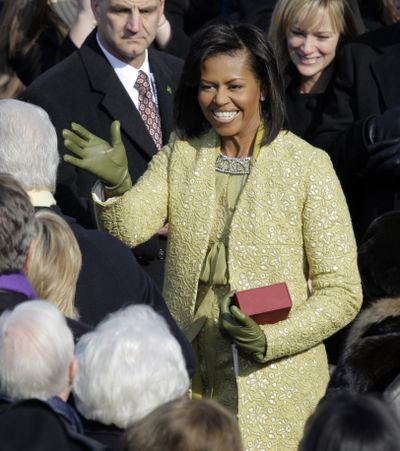 Michelle Obama arrives for the inauguration ceremony at the U.S. Capitol in Washington on Tuesday, Jan. 20, 2009.  (Jae Hong / Associated Press)