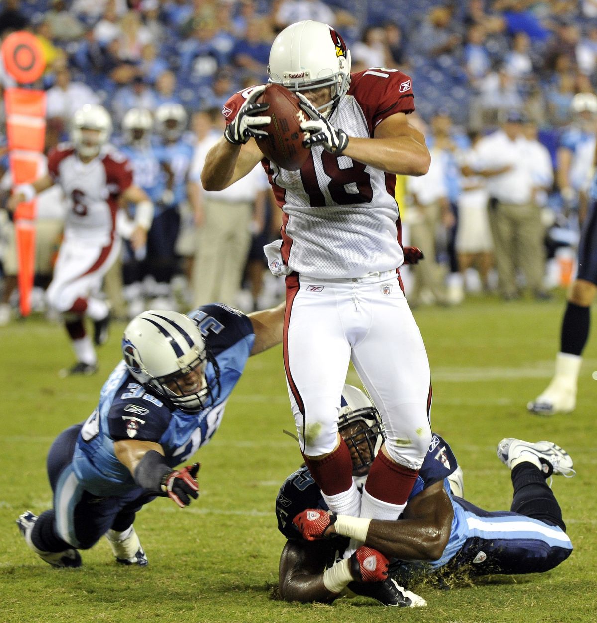 Rookie wide receiver Max Komar’s fearless attitude impressed the Arizona Cardinals.  (Associated Press)
