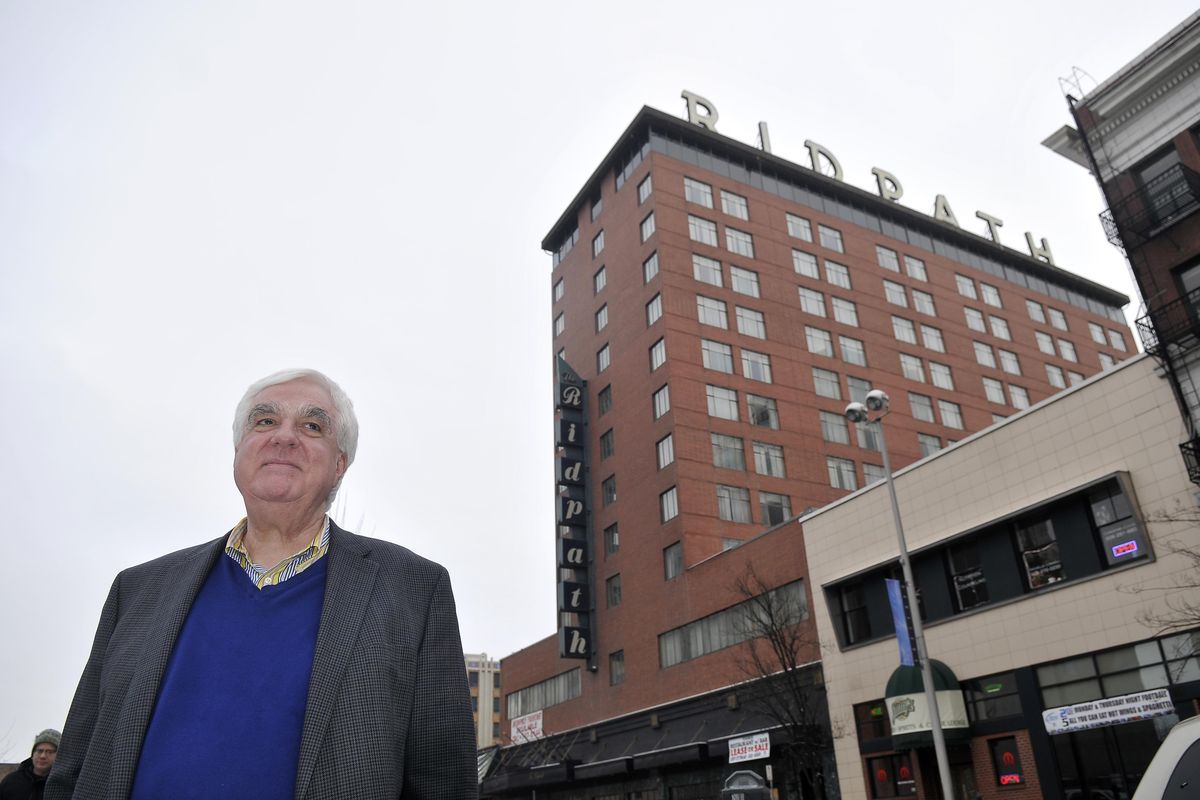 Developer Ron Wells stands Thursday, Jan. 24, 2013, outside the old Ridpath Hotel. (Jesse Tinsley / The Spokesman-Review)