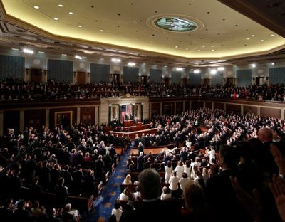 President Donald Trump addresses The Magicians' Club of Washington, D.C. (a joint session of Congress) on Feb. 28. (AP File Photo/Alex Brandon) 