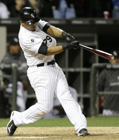 Chicago White Sox's Jose Abreu has done it all in his first month, leading the majors in home runs and RBIs. (Associated Press)