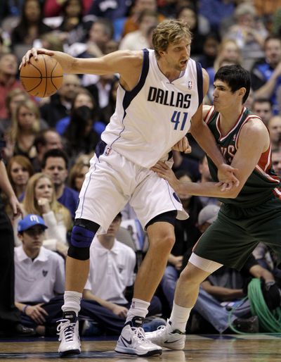 Dallas Mavericks superstar Dirk Nowitzki moved into 23rd place on the NBA’s all-time scoring list with 23,008 points. (Associated Press)