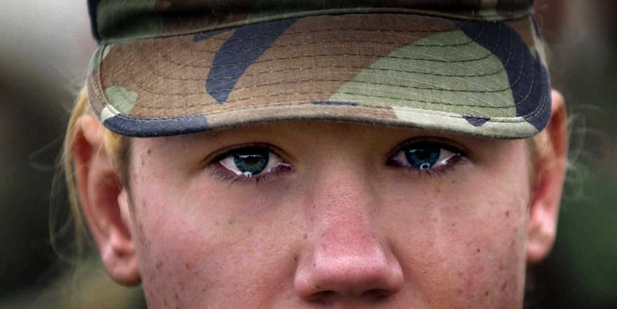 In this February 2003 photo, Ashley Cardinal, then 19, of Spokane, lets her emotions show as she and the 1161st Transport Company from Ephrata faced deployment. Cardinal graduated Saturday from Eastern Washington University on Saturday, June 15, 2019, 18 years after her first semester in college. (Brian Plonka / The Spokesman-Review)