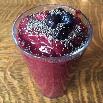 Mixed berry and chia seed smoothie, hold the banana. (Adriana Janovich / The Spokesman-Review)