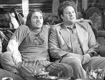 In this photo provided by Columbia Pictures, James Franco, left, and Seth Rogen are shown in a scene from the action-comedy