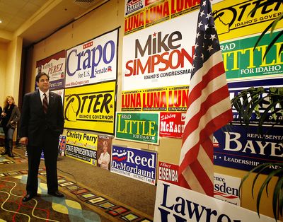 Raul Labrador is introduced moments before he talks with supporters at the Republican Party Election Headquarters at a hotel in Boise, Idaho on Wednesday, Nov. 3, 2010. Labrador is facing off against Democratic incumbent Walt Minnick for Idaho's 1st Congressional District.  At 12:30 in the morning it was still to close to call the race. (Matt Cilley / Fr117486 Ap)