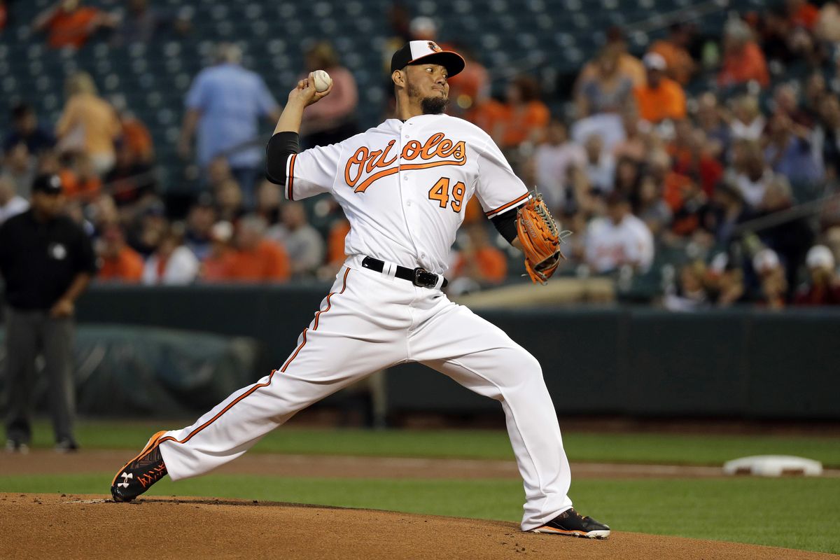In this Sept. 15, 2016, file photo, Baltimore Orioles starting pitcher Yovani Gallardo throws to a Tampa Bay Rays batter during the first inning of a baseball game in Baltimore. The Mariners landed another option for their pitching rotation on Friday, Jan. 6, 2017, acquiring right-handed pitcher Yovani Gallardo from the Baltimore Orioles for outfielder Seth Smith. (Patrick Semansky / Associated Press)