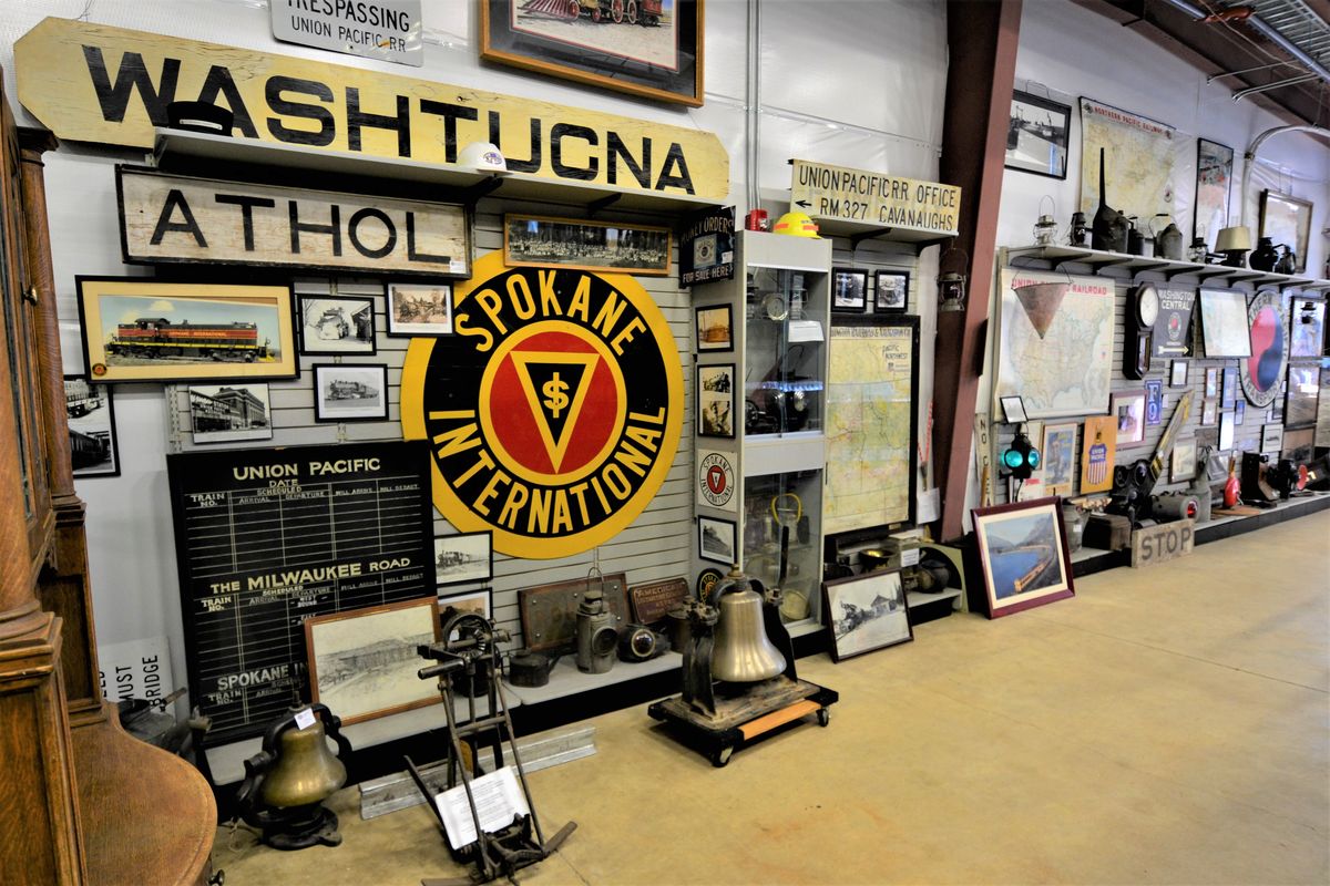 Railroad paraphernalia and historic photos cover the walls of the Inland Northwest Rail Museum in Reardan, Wash.  (Mike Brodwater/For The Spokesman-Review)