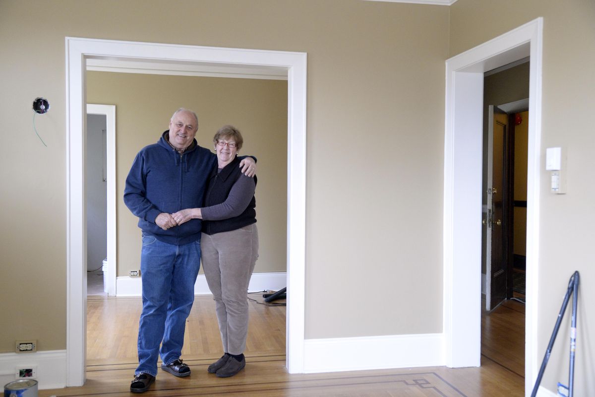 Eric and Mary Braden, photographed Nov. 4 in one of their almost-complete apartments, have sunk their savings and thousands of hours  into restoring the Knickerbocker Apartments to some of its original glory and the building is now more than half occupied. (Jesse Tinsley / The Spokesman-Review)