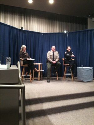 Mayor Mary Verner, Sheriff Ozzie Knezovich and Police Chief Anne Kirkpatrick at the violence prevention summit at City Hall on Feb. 9, 2011 (Pia Hallenberg)