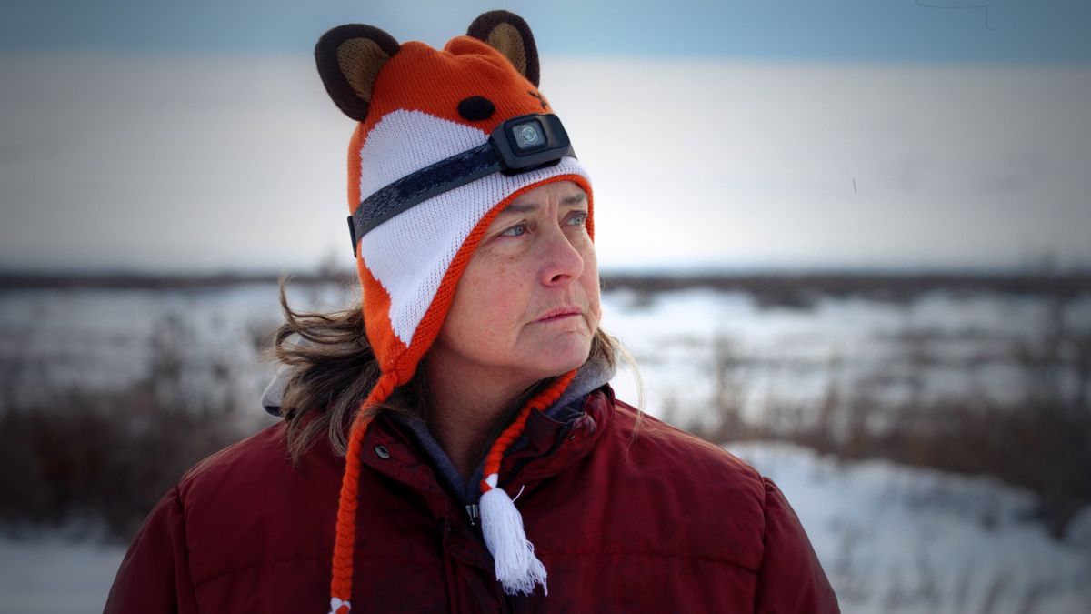 Sue Aikens in the winter season at her camp from her show “Life Below Zero.”  (Michael Cheeseman/BBC Studios)