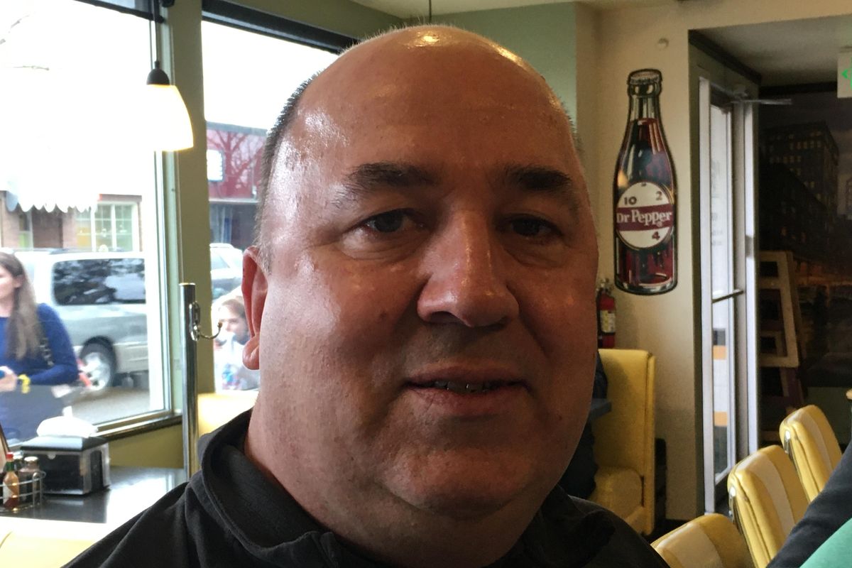 Todd Selk is visiting Spokane from Minnesota. He said he was concerned that some senators are not paying attention to the evidence presented during President Donald Trump’s impeachment trial. (Kip Hill / The Spokesman-Review)