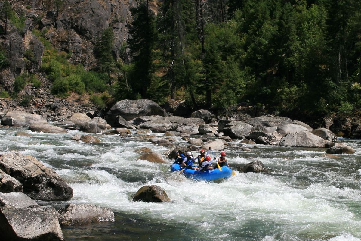 Deep in the Idaho wilderness, a skookum paddle crew emerges upright and in good cheer from Ladle Rapid, the crux rapid on the Selway River. (William Brock / Courtesy)