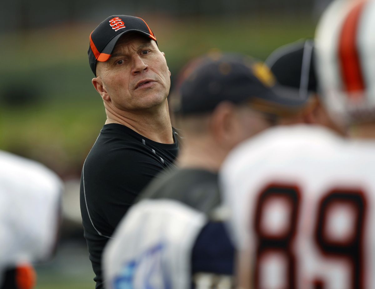 Idaho State head coach Mike Kramer is on the lookout for an improved running game. (Associated Press)