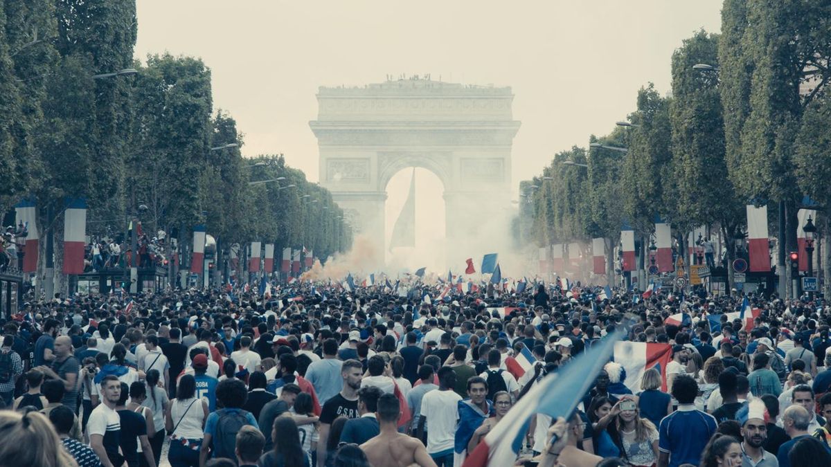 The 2019 version of “Les Misérables” opens on an ecstatic scene as France has just won the World Cup and happy Parisians are celebrating in the streets. (SRAB Films / Amazon Studios)