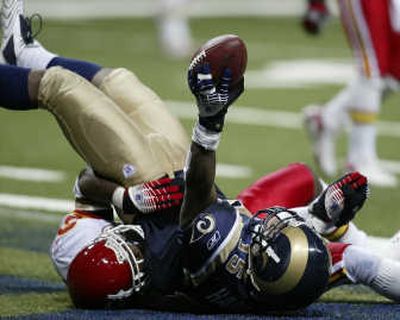 
Marques Hagans scores a touchdown for the Rams, who beat the Chiefs 10-3.Associated Press
 (Associated Press / The Spokesman-Review)