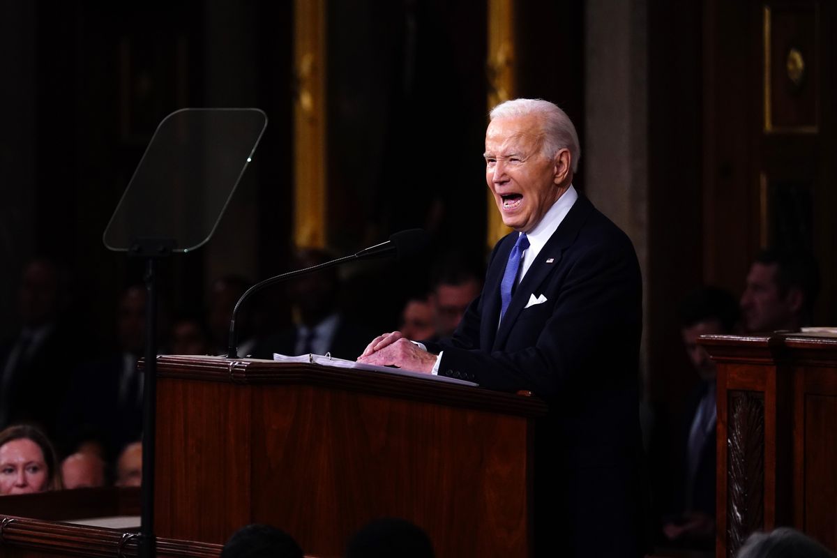 President Joe Biden delivers the annual State of the Union address before a joint session of Congress in the House chamber at the Capital building Thursday in Washington, D.C.  (GETTY IMAGES)