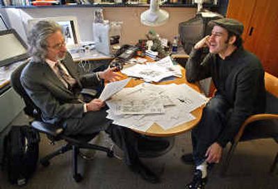 
Cartoonist Matthew Diffee, right, discusses his offerings with editor Robert Mankoff of the New Yorker magazine. The magazine is trying to groom younger contributers. 
 (Knight Ridder / The Spokesman-Review)