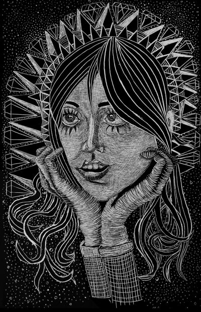 Melissa Narrance’s scratch board drawing of actress Shelley Duvall is among the 810 pieces of art that will be exhibited on Friday at Terrain, Spokane’s annual one-night-only art party.  (Melissa Narrance)