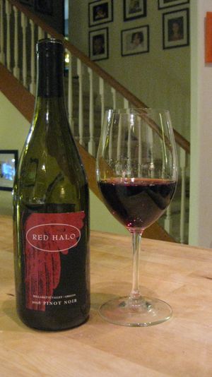 Red Halo wine, a pinot noir from Oregon's Willamette Valley, has been showing up on sale at area Fred Meyer stores.  (Carolyn Lamberson / The Spokesman-Review)