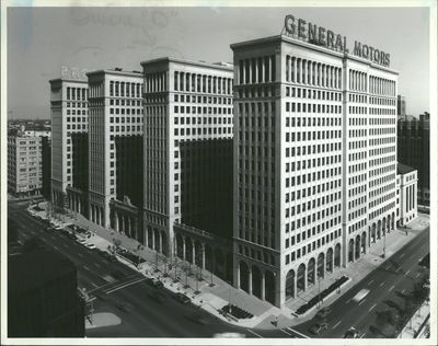 The former General Motors headquarters, now known as Cadillac Place, in Detroit's New Center district.  (Detroit Free Press historic phot)