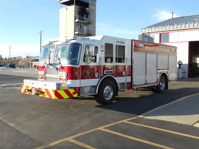 The new Spokane Valley Fire Rescue 8 fire truck will be dedicated in a ceremony on Dec. 23, 2010. The photo is courtesy of the Spokane Valley Fire Department. (Photo courtesy Spokane Valley Fire Department)