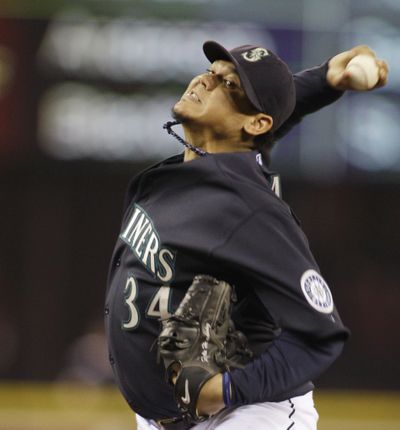 Seattle Mariners ace Felix Hernandez led the A.L in ERA and innings pitched.  (Associated Press)