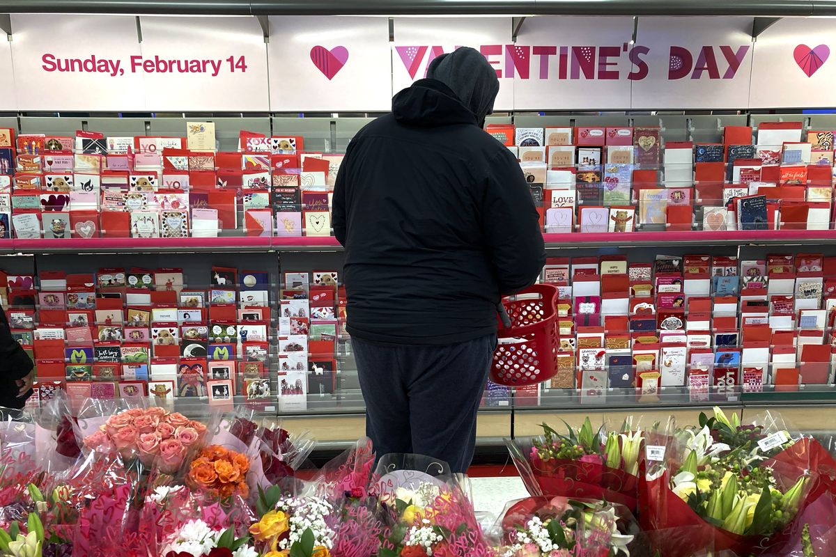 A shopper at a Chicago area store looks over Valentine