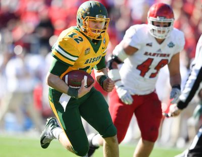 North Dakota State quarterback Easton Stick runs for a touchdown during the first half of the FCS title game on Saturday at Toyota Stadium in Frisco, Texas. (Tyler Tjomsland / The Spokesman-Review)