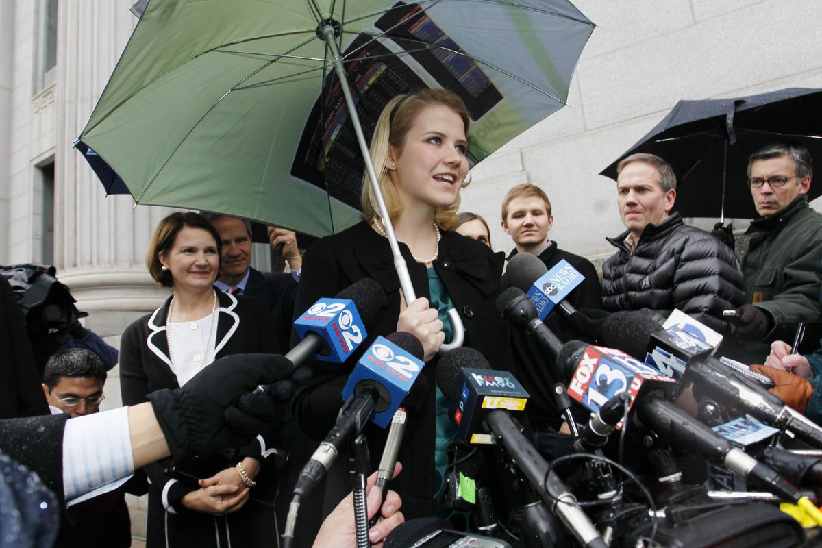 Elizabeth Smart addresses the media following the  verdict Friday  in Salt Lake City.  (Associated Press)