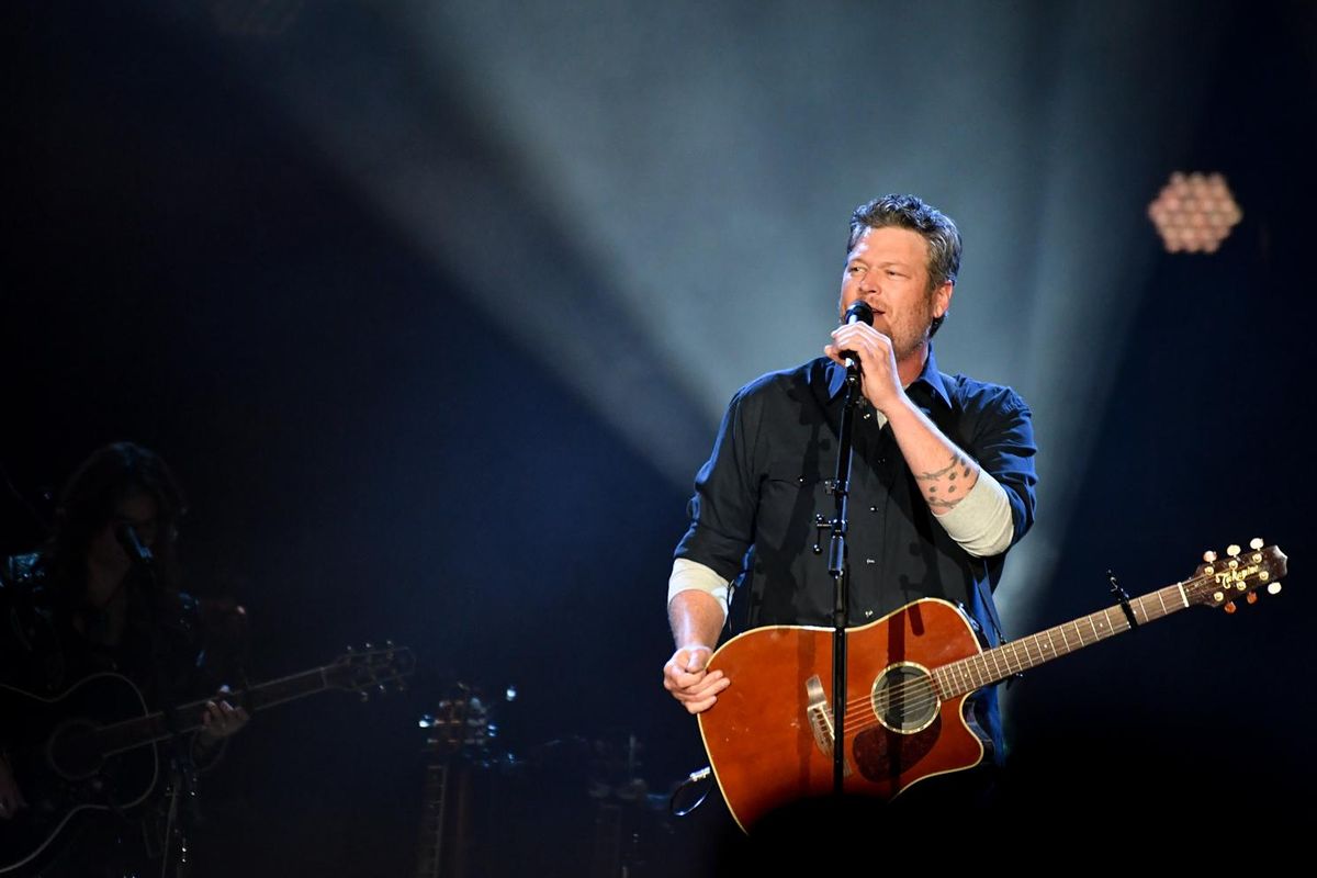 Blake Shelton performs for fans during the Spokane stop of his "Friends and Heroes 2020 Tour" on Saturday, Feb. 15, 2020, at the Spokane Arena. (Tyler Tjomsland / The Spokesman-Review)