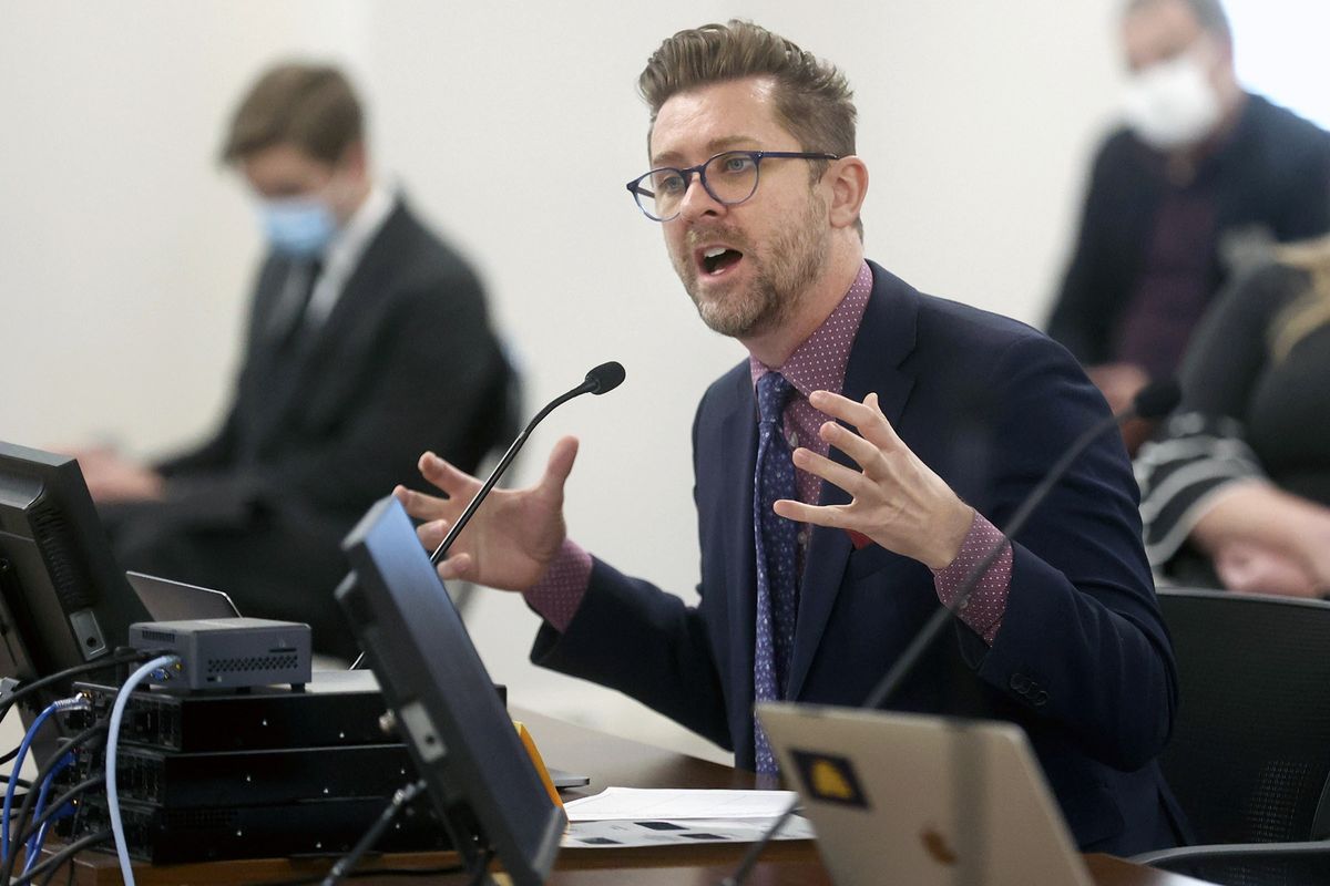 FILE - In this Thursday, Feb. 11, 2021, file photo, Troy Williams, Equality Utah executive director, speaks in opposition of HB302 during a House Education Committee meeting at the State Office Building in Salt Lake City. A proposal to ban transgender athletes from playing on girls