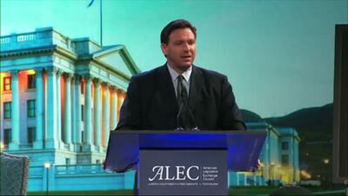 Florida Gov. Ron DeSantis, a possible contender for the 2024 Republican presidential nomination, spoke about a "Faucian dystopia" Wednesday at a conservative political conference in Utah. 