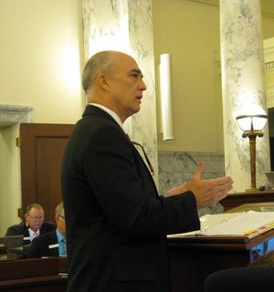 Col. David Brasuell, director of the Idaho Division of Veterans Services, makes his budget pitch to state lawmakers on Friday (Betsy Z. Russell)