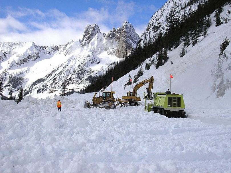 DOT crews work to remove snow from North Cascades Highway. (Washington Department of Transportation)