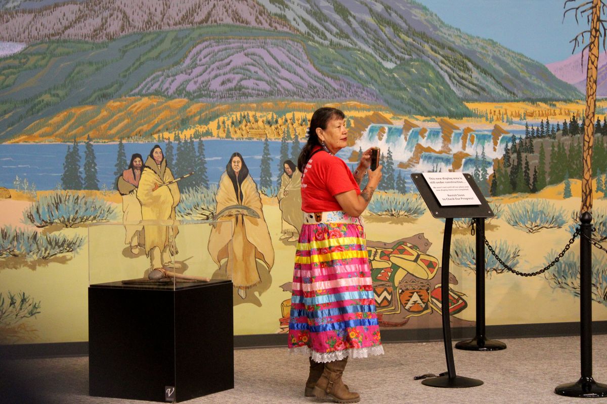 Sylvia Peasley, an enrolled member of the Colville Tribe, drove from Orofino, Idaho, to Kettle Falls, Wash., for the reopening of the museum. (Monica Carillo-Casas/The Spokesman-Review)