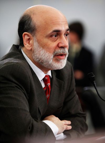 Federal Reserve Chairman Ben Bernanke testifies on Capitol Hill in Washington, before the House Budget Committee.  (Associated Press / The Spokesman-Review)