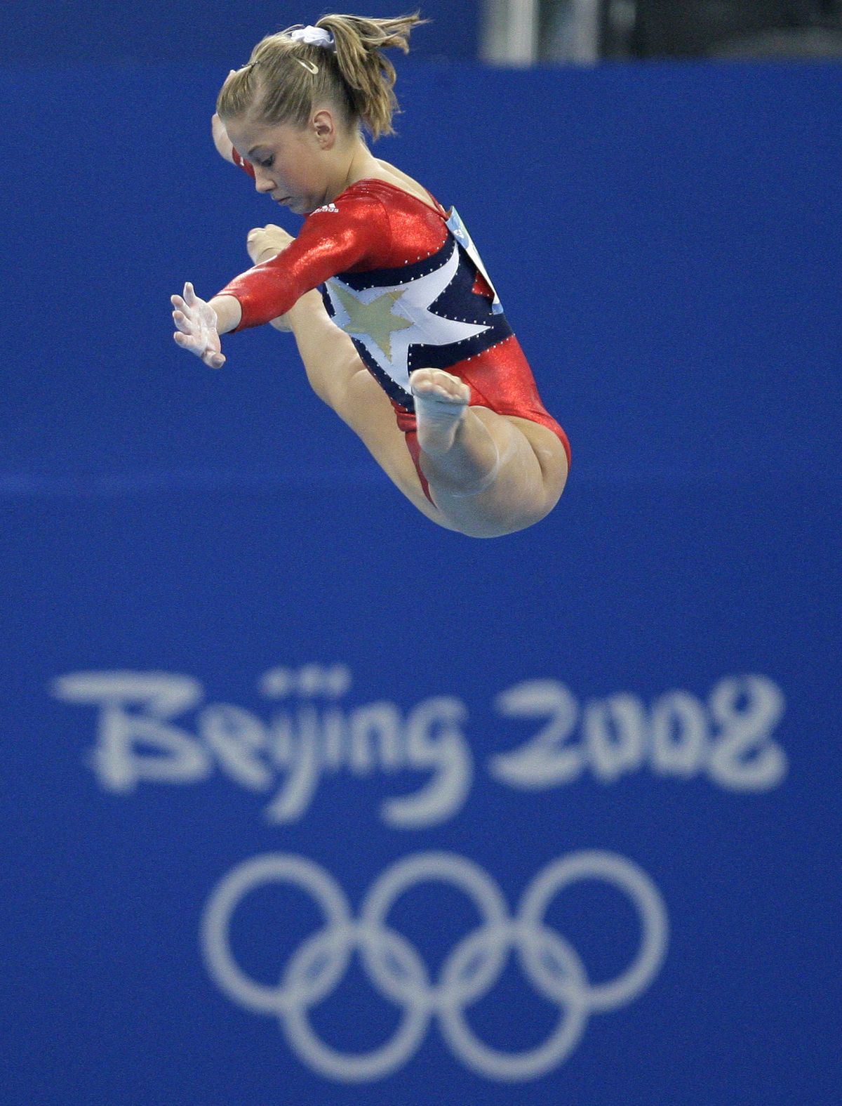 U.S. gymnast Shawn Johnson performs on the balance beam. (Associated Press / The Spokesman-Review)